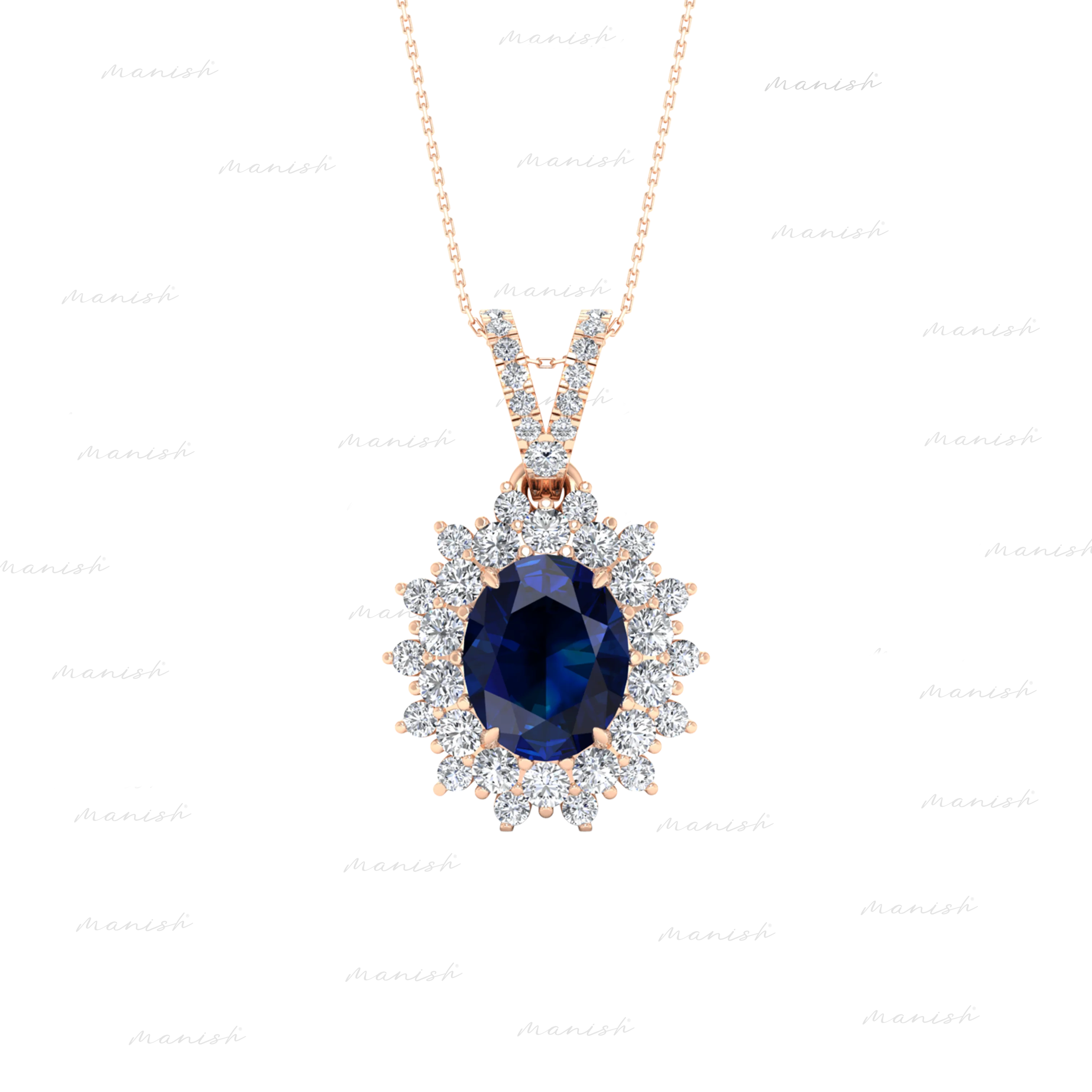 Ele Diamond and Blue Sapphire Pendant